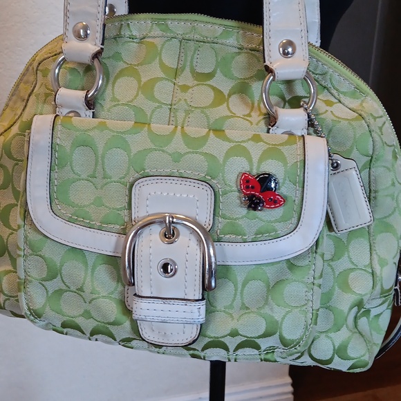 Coach Handbags - *Upcycled Coach Y2k Green Bag With Coach Ladybug 🐞